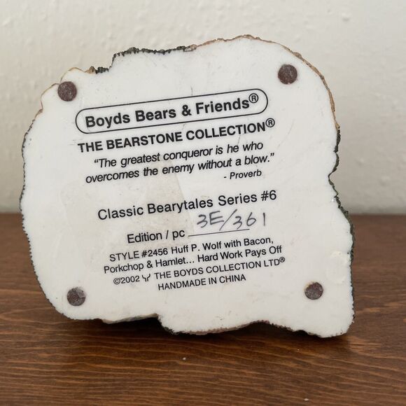 Boyds Bears "Huff P. Wolf with Bacon Porkchop Hamlet" 3 Little Pigs house #2456 - Picture 5 of 9